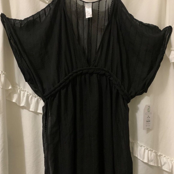 Black Semi-Sheer Tunic Cover-Up - Picture 7 of 8